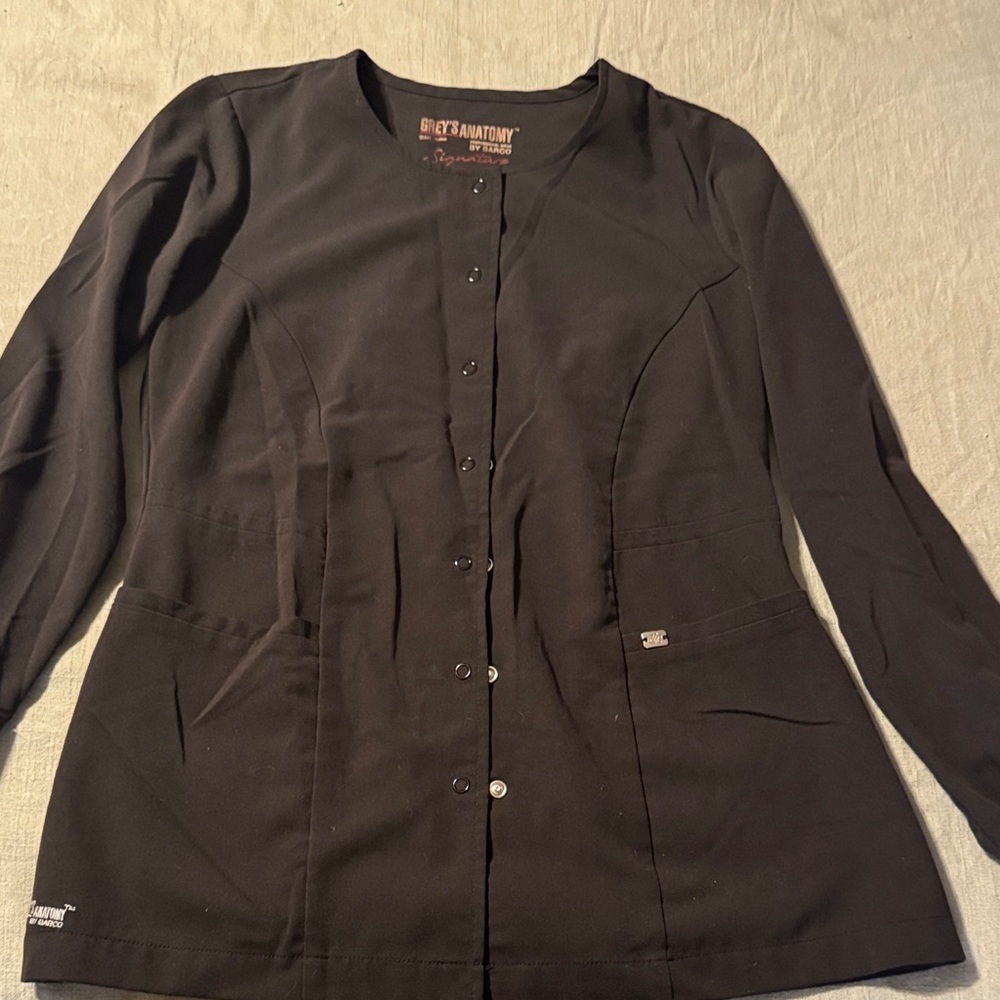Grey's Anatomy Black Snap-Front Scrub Top